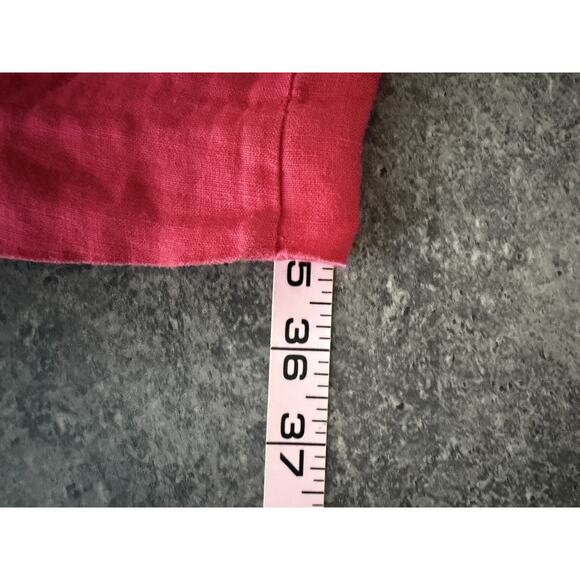 J Jill Linen Dress Womens Size Large Petite Red Coral Lagenlook Relaxed Casual - Picture 8 of 9